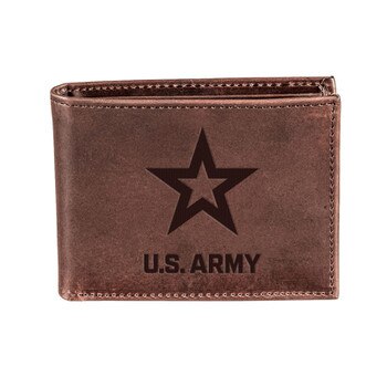 Us Army Brown Bi Fold Leather Walle