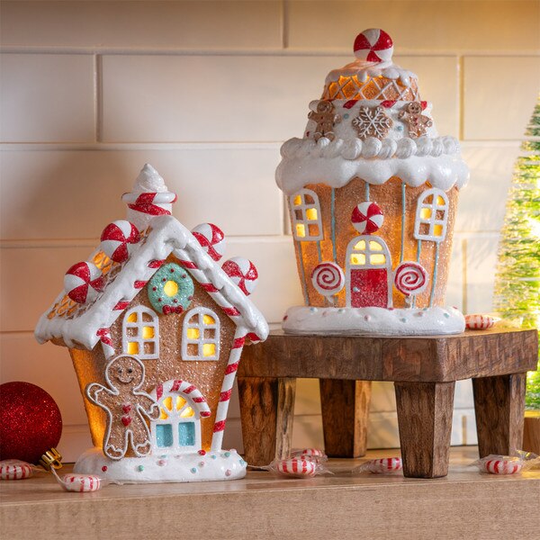 8in LED Gingerbread House-1