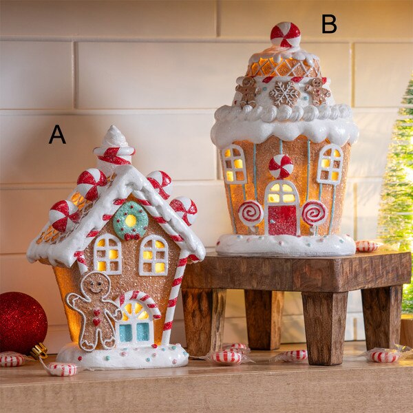 8in LED Gingerbread House-2