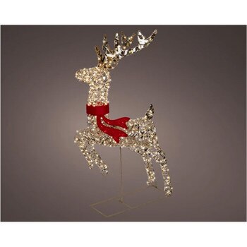 LED Gold Reindeer With Red Scarf