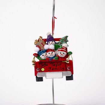 Red Truck Family Of Four Ornament-4