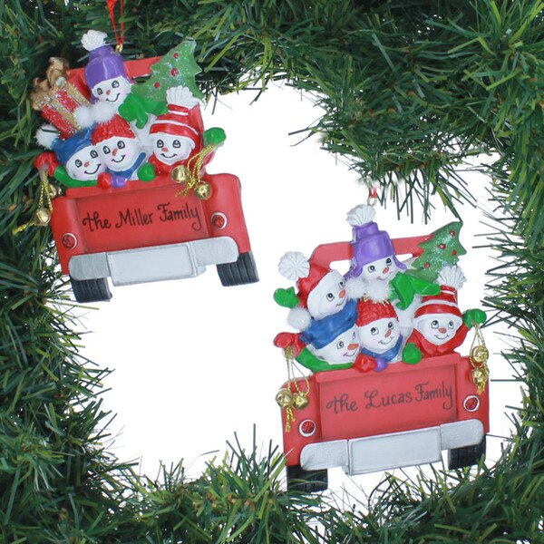 Red Truck Family Of Five Ornament-3