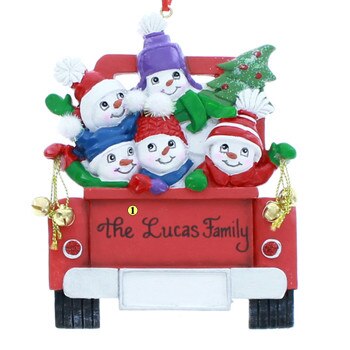 Red Truck Family Of Five Ornament-4