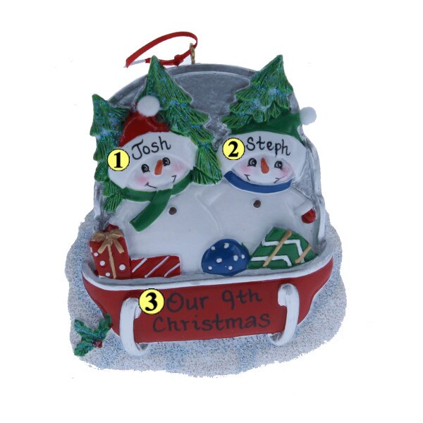 Snowman on Sled Family of Two-2