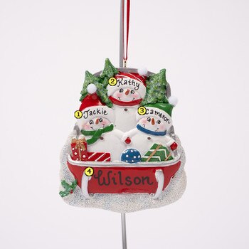 Snowman on Sled Family of Three-3