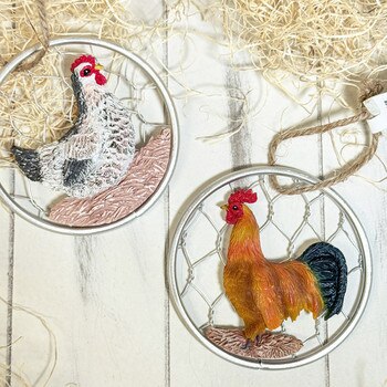 Chicken On Wire Ornament-1