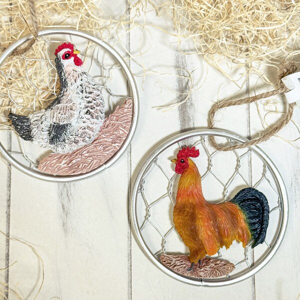 Chicken On Wire Ornament-1