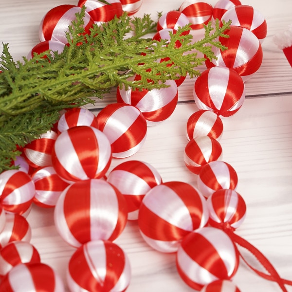6ft Glazed Peppermint Garland
