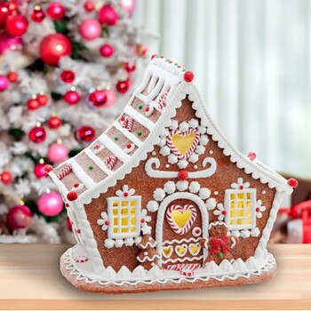 LED White Icing Gingerbread House-1