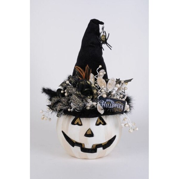Lighted White Fiber Optic Pumpkin-1