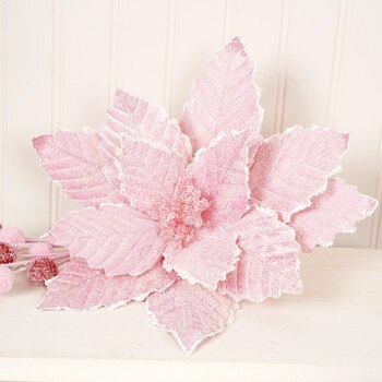 20 Inch Frosted Pink Poinsettia