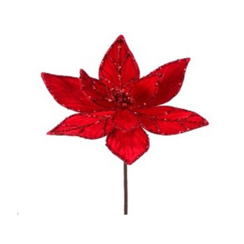 24IN Glitter Red Poinsettia
