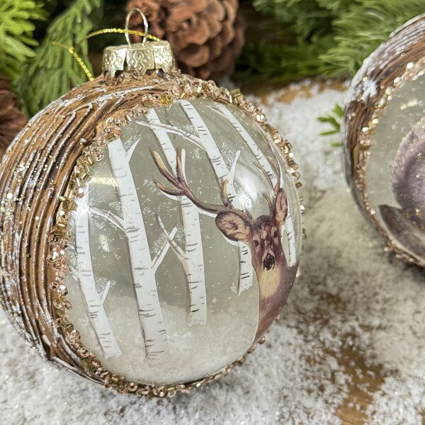 Glass Birch Log Ball Ornament-2