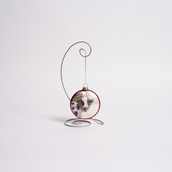 Glass Christmas Cow Ornament