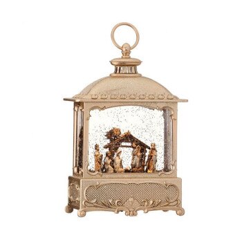 12in LED Gold Church Nativity