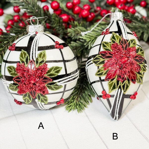 Glass Poinsettia Ball Ornament-2