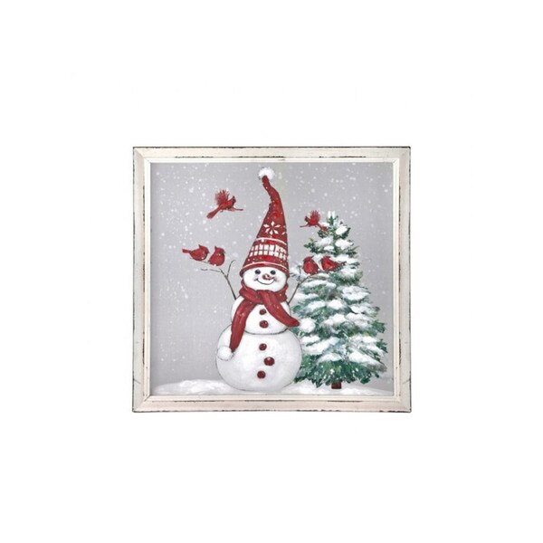 24X24 Snowman Cardinal Screen Print