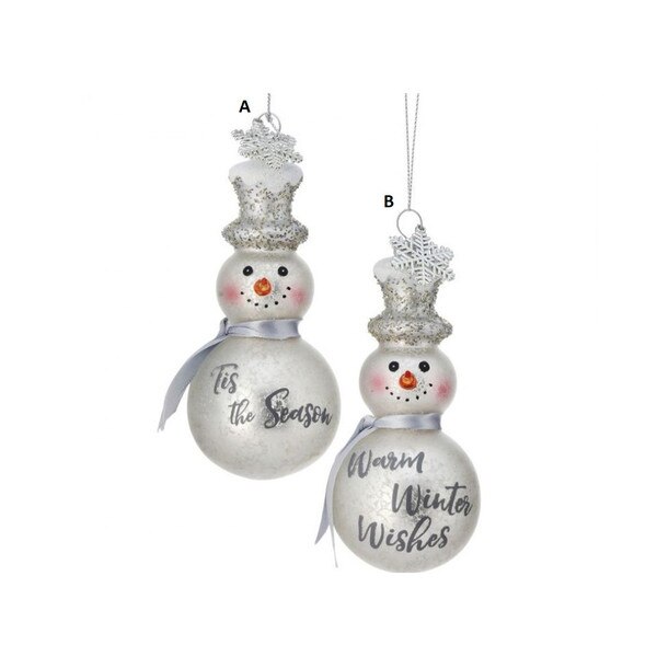 Glass Winter Snowman Ball Ornament