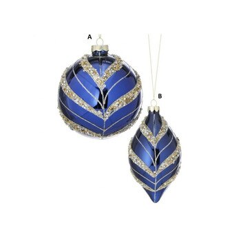 Blue Gold Stripe Ball Ornament
