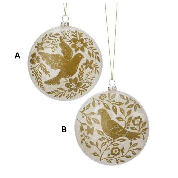 Glass Dove Disc Ornament