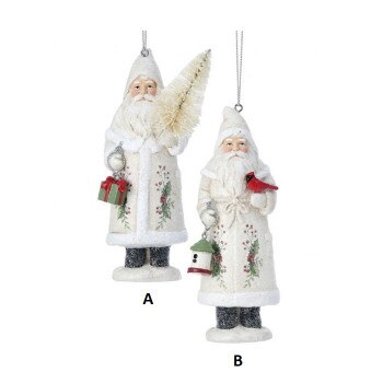 Santa With Holly Coat Ornament