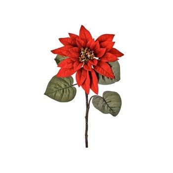 Red Royalty Velvet Poinsettia Stem