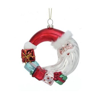 Glass Santa With Presents Ornament