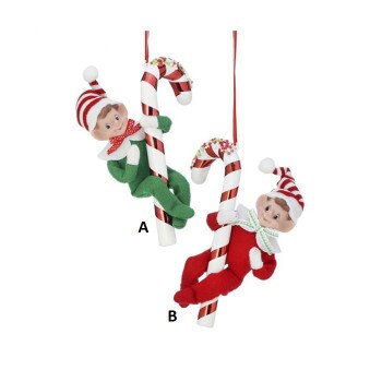 Elf With Cane Ornament