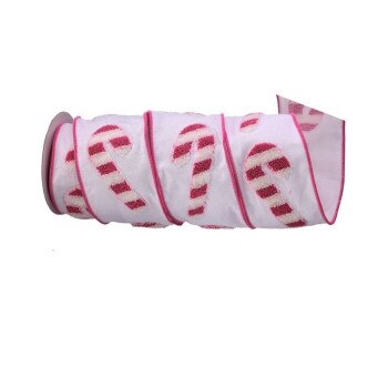 Red Pink Candy Cane Ribbon 4" x 5yd