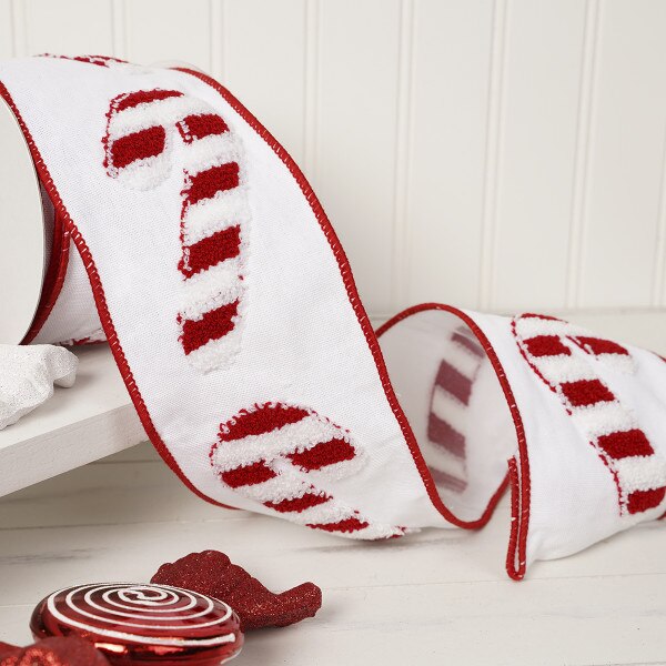 Red White Candy Cane Ribbon 4"x 5-1