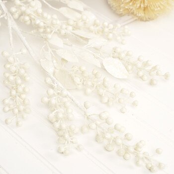 White Glitter Snowberry Stem