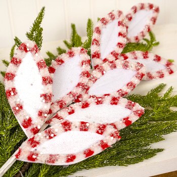 White Red Glitter Candy Leaf Spray1