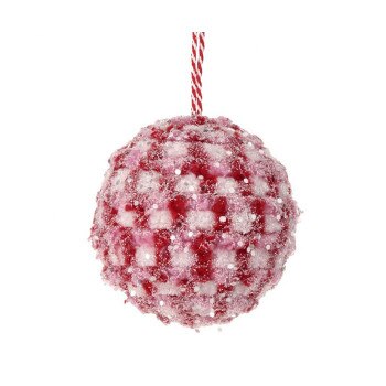 Red Pink Snow Ball Ornament