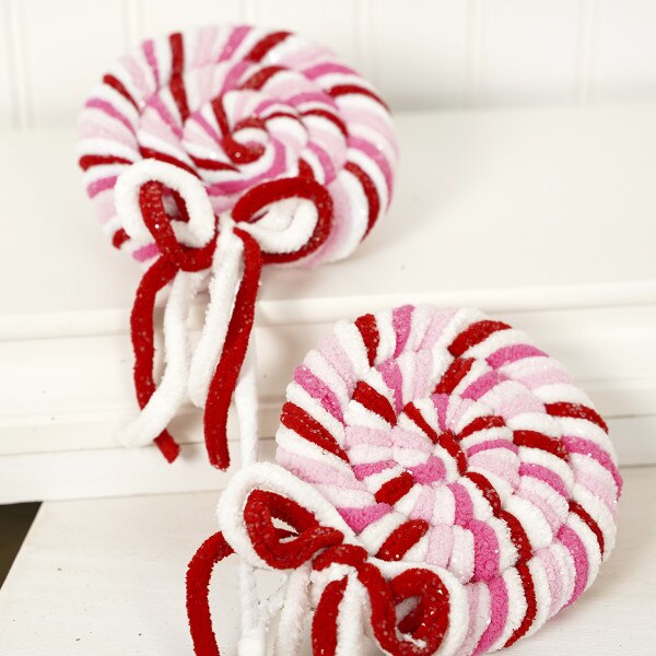 Red Pink Chenille Lollipop Stem