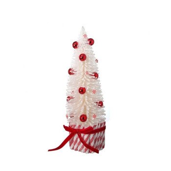 13 Inch Red White Bottle Brush Tree