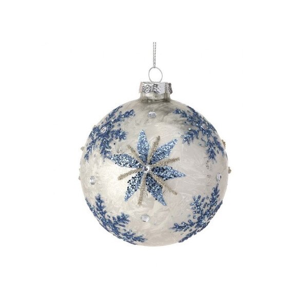White Blue Snowflake Ball Ornament