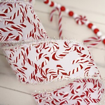 Red White Candy Canes Ribbon - 1