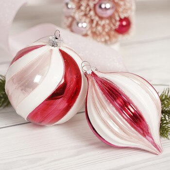 Pink Red White Glass Ornament-1