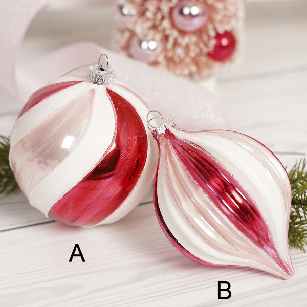 Pink Red White Glass Ornament-2