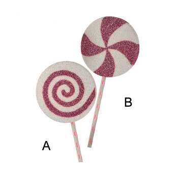 36'Pink White Glitter Lollipop Stem