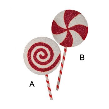 36" Red White Glitter Lollipop Stem