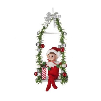 12in Swing on Tinsel Elf Ornament