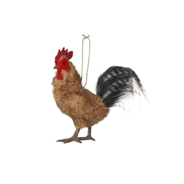 Faux Fur Rooster Ornament