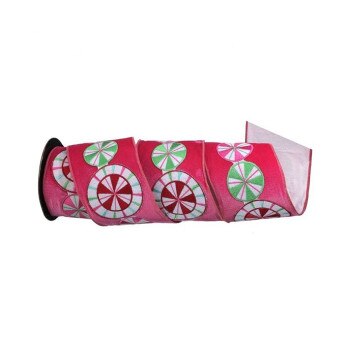 Hot Pink Velvet Peppermint Ribbon