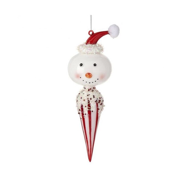 8in Glass Candy Snowman Ornament-2
