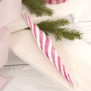 Pink White Glass Peppermint Finial1
