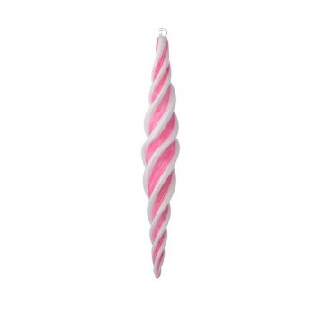 Pink White Glass Peppermint Finial