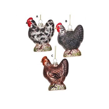 Glass Barnyard Chicken Ornament