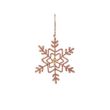 Red White Cotton Snowflake Ornament