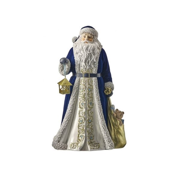 15In Blue Gold Santa With Lantern
